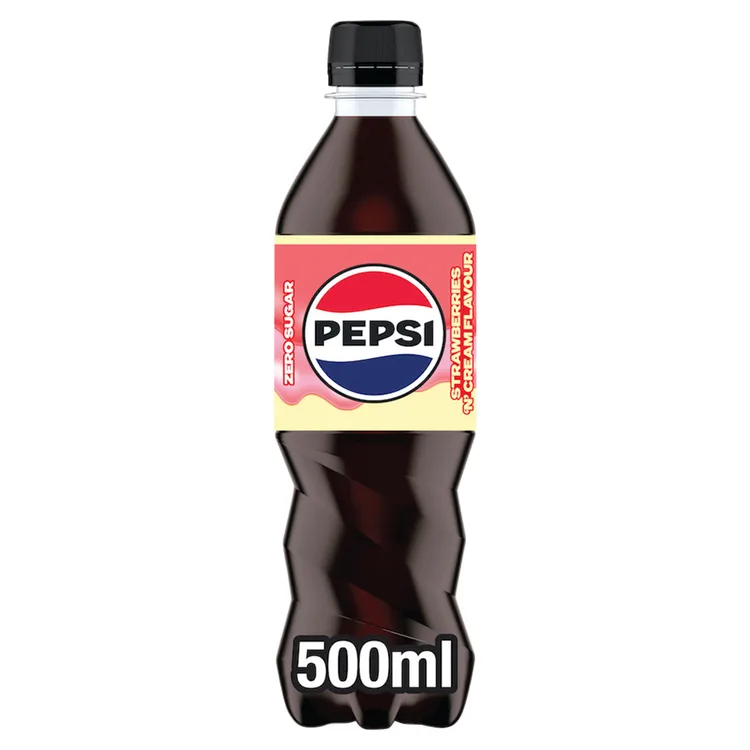 Pepsi Cola Zero Sugar Strawberries 'N' Cream Flavour Bottle 500ml