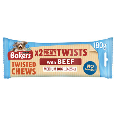 BAKERS Meaty Twists Medium Beef Dog Chews 180g