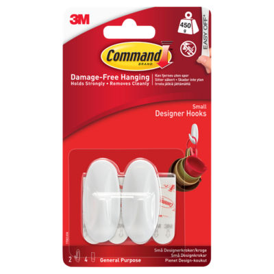 Command Small White General Hook 2PK