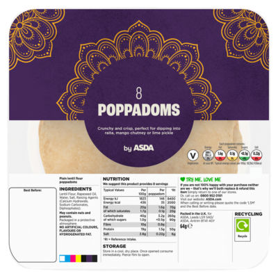 8 Poppadoms 64g