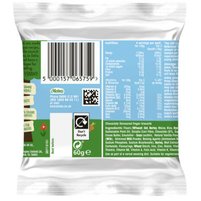 Chocolate Biscotti Baby Food Snacks 7+ Months 60g thumbnail 3