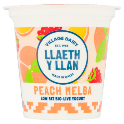 LLaeth y Llan Peach Melba Low Fat Bio-Live Yogurt 125g