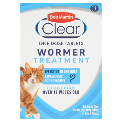 Clear Wormer Treatment for Cats & Kittens Over 12 Weeks Old 2 Tablets thumbnail 2