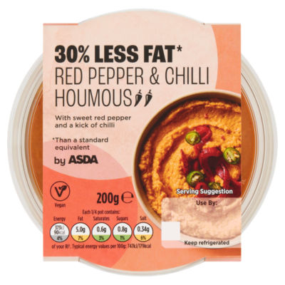 ASDA 30% Less Fat Red Pepper & Chilli Houmous