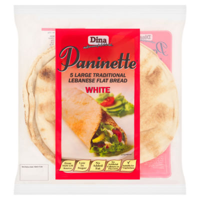 5 White Paninette Large Traditional Lebanese Flat Bread