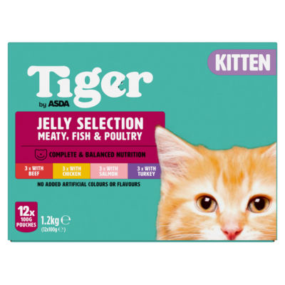 Tiger Jelly Selection Meat, Fish & Poultry Kitten 12 x 100g (1.2kg) thumbnail 2