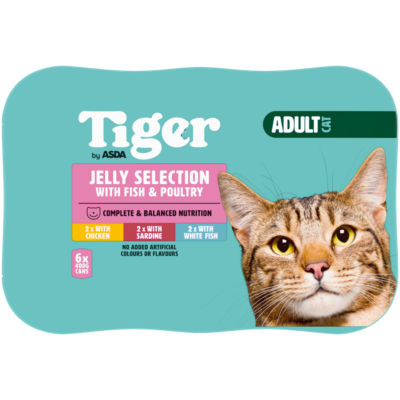 Tiger by ASDA Adult Cat Food Jelly Selection with Fish & Poultry 6 x 400g Cans