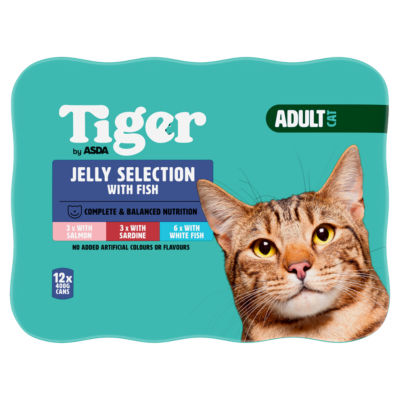 Tiger Jelly Selection with Fish Adult Cat 12 x 400g (4.8kg)
