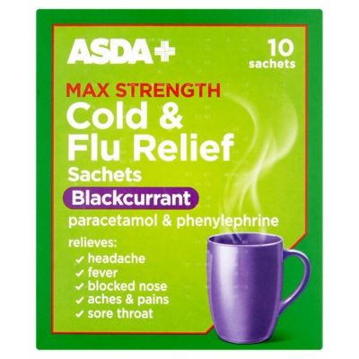 Max Strength Cold & Flu Relief Sachets Blackcurrant 10 Sachets thumbnail 2