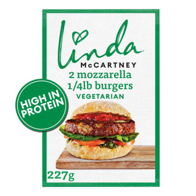 2 Vegetarian Mozzarella 1/4lb Burgers 227g thumbnail 2