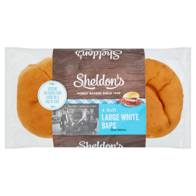 soft Large White Baps - 4 pack. thumbnail 2