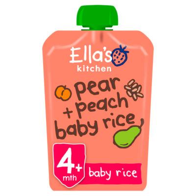 Organic Pear and Peach Baby Rice Baby Pouch 4+ Months 120g thumbnail 2