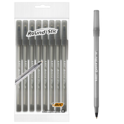 Round Stic Ball Pens Black x8 thumbnail 2