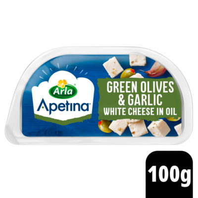 Apetina Green Olives & Garlic White Cheese Cubes in Oil