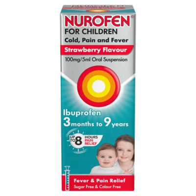for Children Cold Pain & Fever Relief Strawberry Suspension Ibuprofen 100ml thumbnail 2