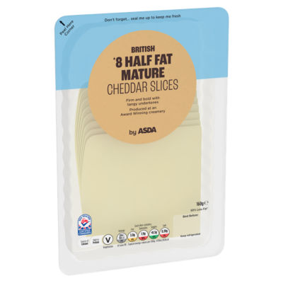 British 8 Half Fat Mature Cheddar Slices 160g thumbnail 2