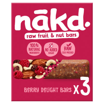 nakd. Berry Delight Fruit & Nut Bars 3x35g thumbnail 2