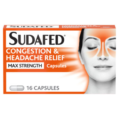 Congestion & Headache Relief Max Strength Capsules Pack of 16 thumbnail 2