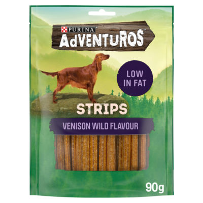 ADVENTUROS Strips Venison Dog Treats 90g thumbnail 2