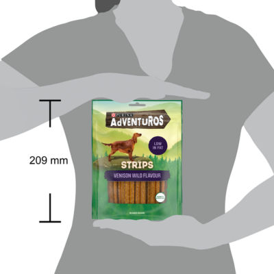ADVENTUROS Strips Venison Dog Treats 90g thumbnail 3