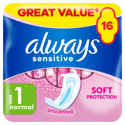 Sensitive Normal Ultra (Size 1) Sanitary Towels 16 Pads thumbnail 2