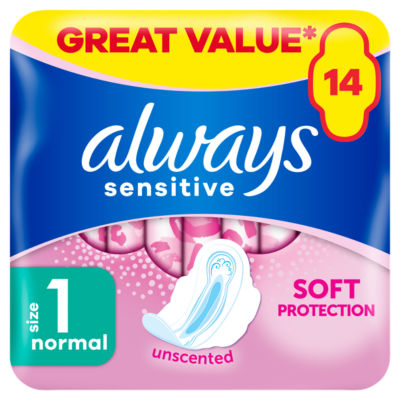 Sensitive Normal Ultra (Size 1) Sanitary Towels Wings 14 Pads thumbnail 2