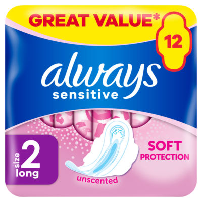 Sensitive Long Ultra (Size 2) Sanitary Towels Wings 12 Pads thumbnail 2
