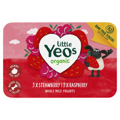Organic Kids' Strawberry & Raspberry Whole Milk Yogurt 6 x 45g thumbnail 2