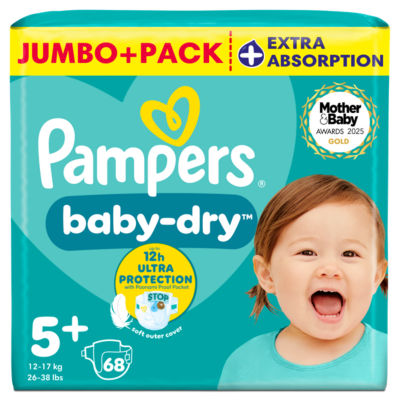 Pampers Baby-Dry Size 5+ Nappies Jumbo+ Pack