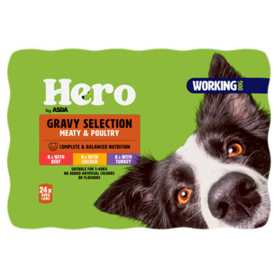 Hero Working Dog Meat & Poultry Gravy Selection 24 x 400g (9.6kg) thumbnail 2