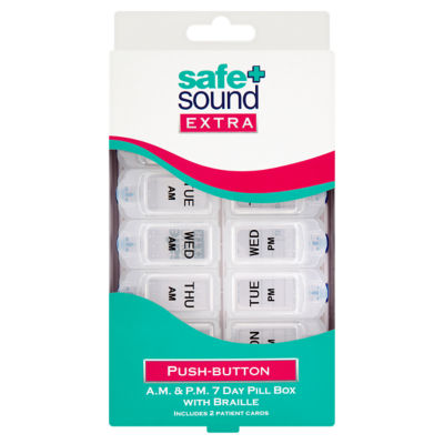 Extra Push-Button A.M. & P.M. 7 Day Pill Box with Braille thumbnail 2