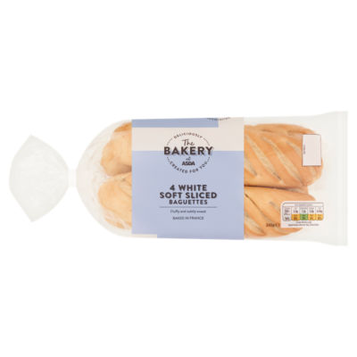 The Bakery 4 White Soft Sliced Baguettes 340g
