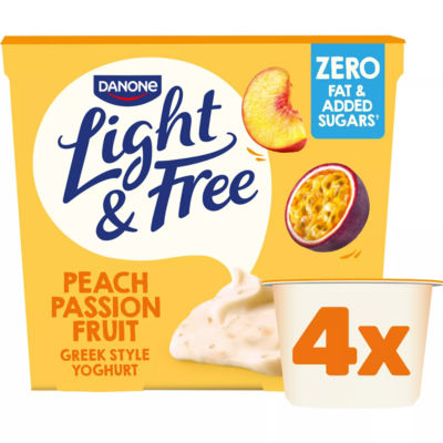 Peach Greek Style Fat Free Yoghurt Multipack 4x115g