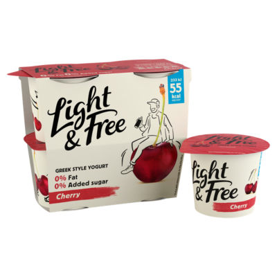 Cherry Greek Style Fat Free Yoghurt Multipack 4x115g thumbnail 3