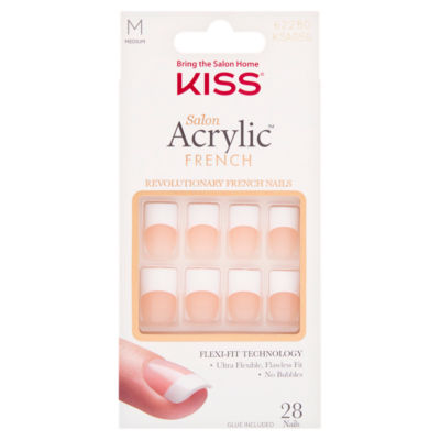 28 Salon Acrylic French Medium Nails