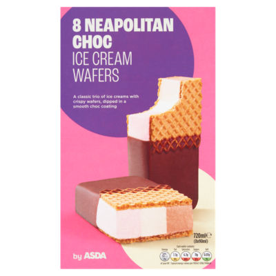 Neapolitan Choc Ice Cream Wafers 8 x 90ml (720ml) thumbnail 2