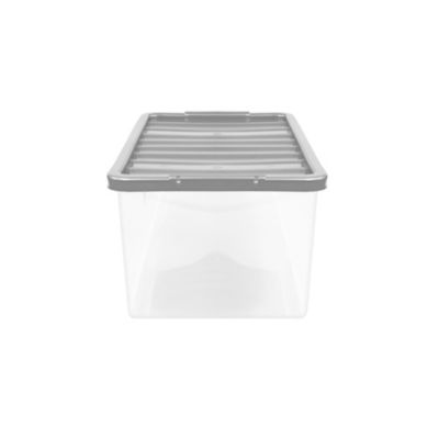 Large 20L Plastic Storage Box with Silver Lid thumbnail 2