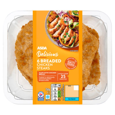 Delicious 6 Breaded Chicken Steaks 750g thumbnail 2