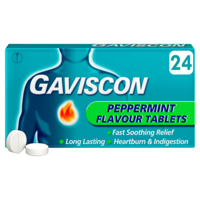 Heartburn & Indigestion Relief Tablets Peppermint Flavour 24 Tablets thumbnail 2