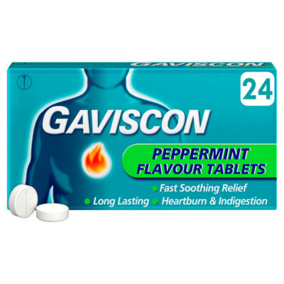 Heartburn & Indigestion Relief Tablets Peppermint Flavour 24 Tablets thumbnail 3