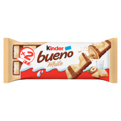 Bueno White Chocolate & Hazelnut Wafer Biscuit Snack Bar 39g thumbnail 2