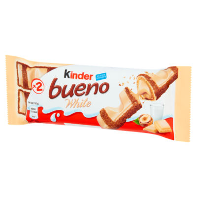 Bueno White Chocolate & Hazelnut Wafer Biscuit Snack Bar 39g thumbnail 4