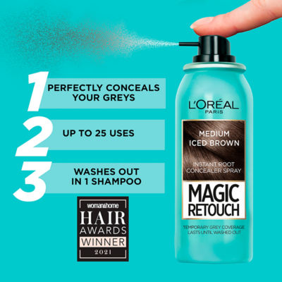 Magic Retouch Medium Iced Brown, Temporary Root Touch Up Spray
