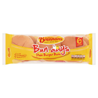 Bun-Days 6 Plain Burger Buns 300g