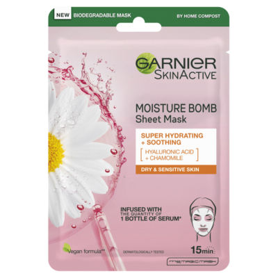 Moisture Bomb Chamomile and Hyaluronic Acid Sheet Mask, Hydrating & Soothing Face Mask, 28g thumbnail 2