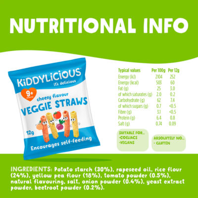 Cheesy Flavour Veggie Straws 9+ Months 12g thumbnail 4