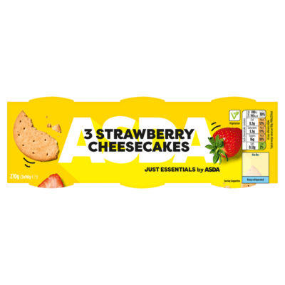 Just Essentials 3 Strawberry Cheesecakes 3 x 90g (270g) thumbnail 2
