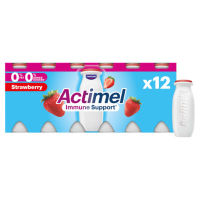 Strawberry Fat Free Immune Support Yoghurt Drink Multipack 12x100g thumbnail 2