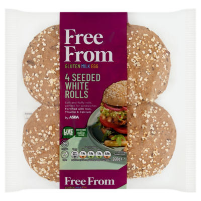 Free From by  4 Seeded White Rolls 260g thumbnail 2