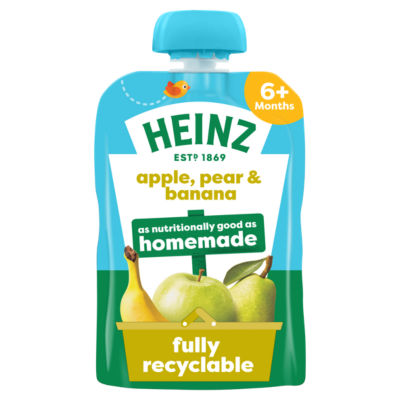 Apple, Pear & Banana Fruit Puree Pouch Baby Food 6+ Months 100g thumbnail 2